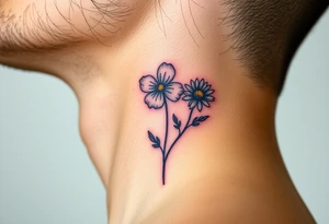Viola odorata & Aster tattoo on throat tattoo idea