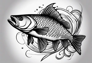Fishingpole with memorium of a passed friend tattoo idea