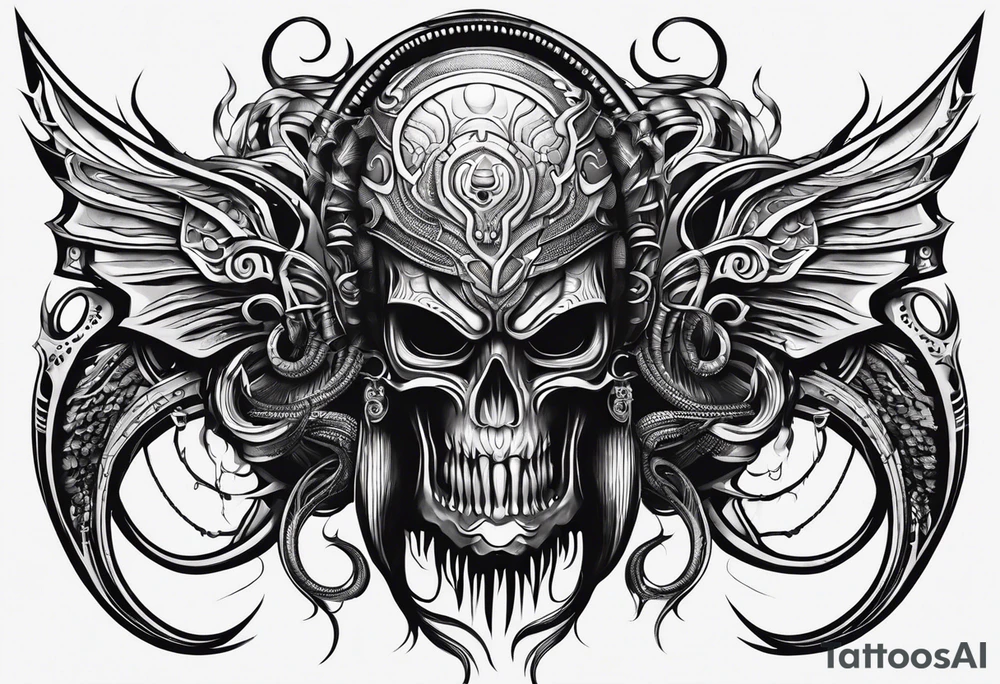 A minimalistic mascot in the style of Giger tattoo idea