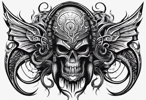 A minimalistic mascot in the style of Giger tattoo idea