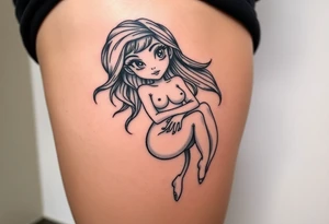 Naked cartoon girl large tattoo idea
