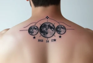 Moon phases with dates tattoo idea