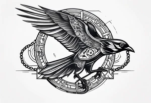 mechanical 
bird breaking free from chain tattoo idea