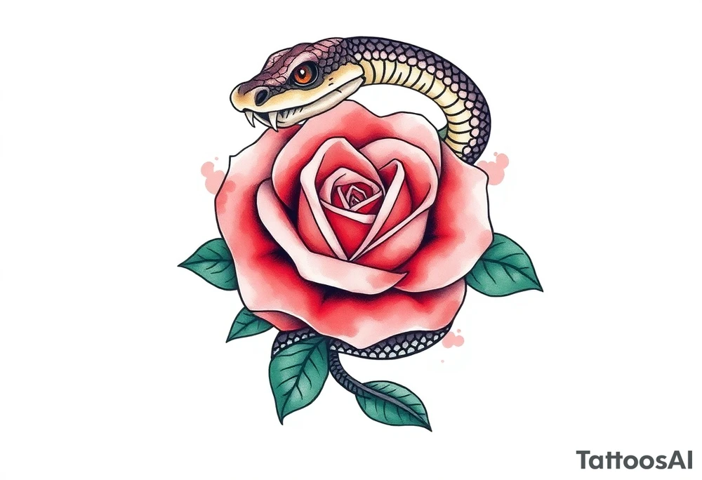 Snake wrapped around a rose tattoo idea