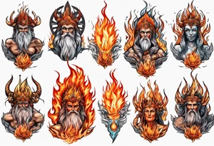Spiritual gods on fire tattoo idea