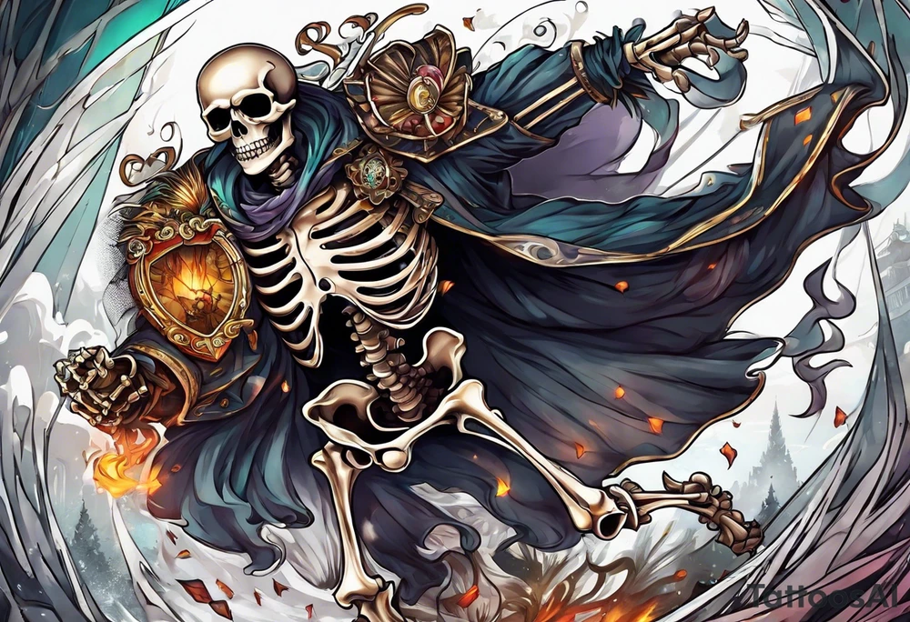 skeleton running from the world tattoo idea