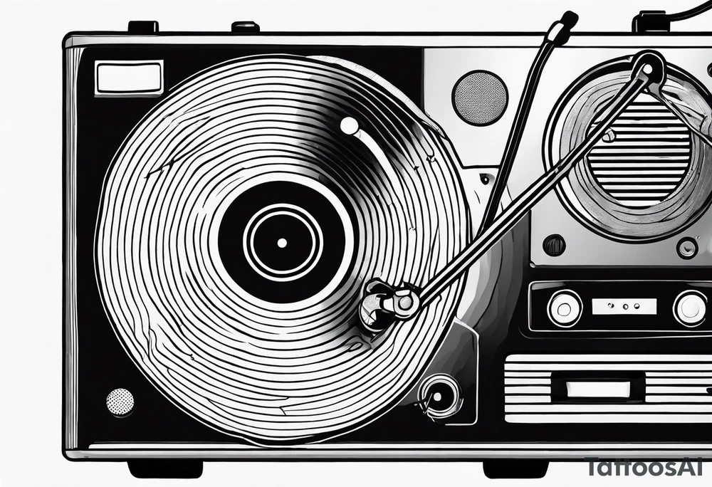 Recordplayer finline art minimalistic oneline throwup tattoo idea