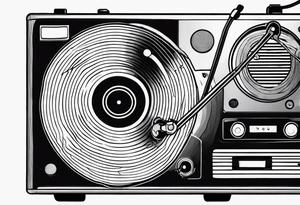 Recordplayer finline art minimalistic oneline throwup tattoo idea