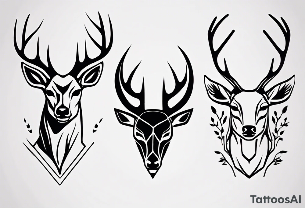 Very simple deer's head and the within the antlers are the letters "M" and "S" tattoo idea
