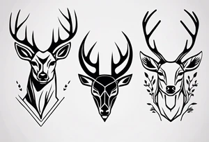 Very simple deer's head and the within the antlers are the letters "M" and "S" tattoo idea