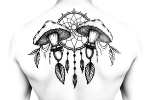 Mushrooms with dreamcatcher tattoo idea