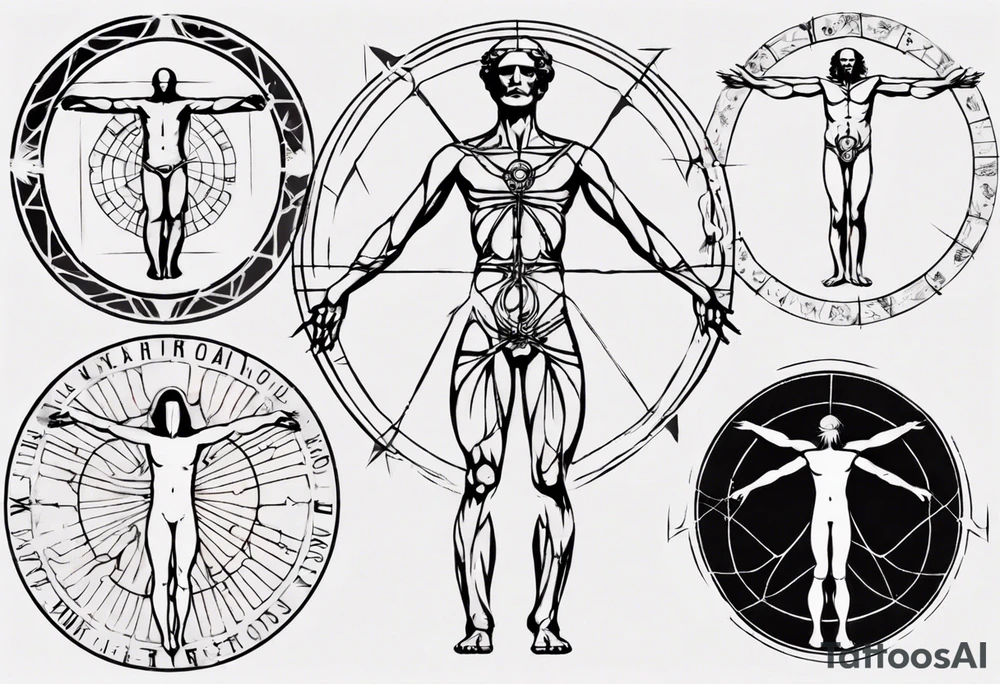 Simple vitruvian man tattoo idea