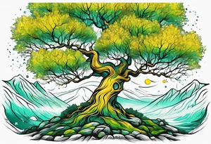 birch tree and includes the following wording "fuck cancer"
with yellow, green and aquamarine colours tattoo idea