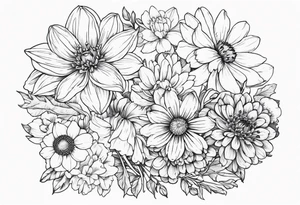 Narcissus, Chrysanthemum, Cosmos, snow drop tattoo idea