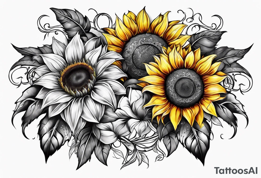 Sunflower viking sleeve tattoo idea
