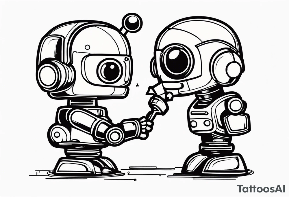 Kissing robot toys tattoo idea