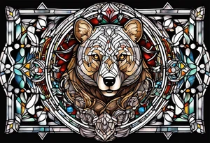 Teddy bear stained glass tattoo idea