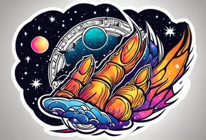 Ripping bear claw cosmic space tattoo idea