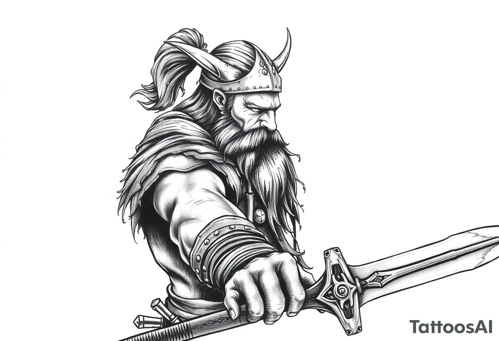 a viking with a sword. tattoo idea