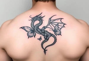 dragon made of butterflies masculine tattoo idea