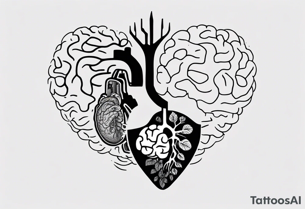 Half a human heart and half a human brain side by side tattoo idea Half a human heart and half a human brain side by side tattoo idea