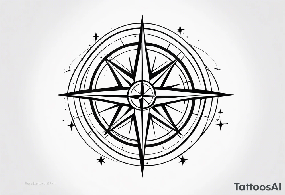 Compass rose with stars tattoo idea