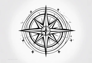 Compass rose with stars tattoo idea