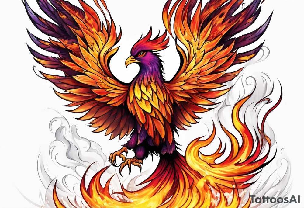 Phoenix rising out of fire. Rebirth. tattoo idea