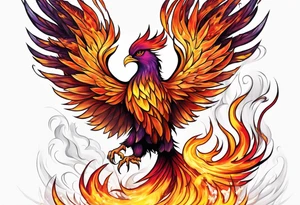 Phoenix rising out of fire. Rebirth. tattoo idea