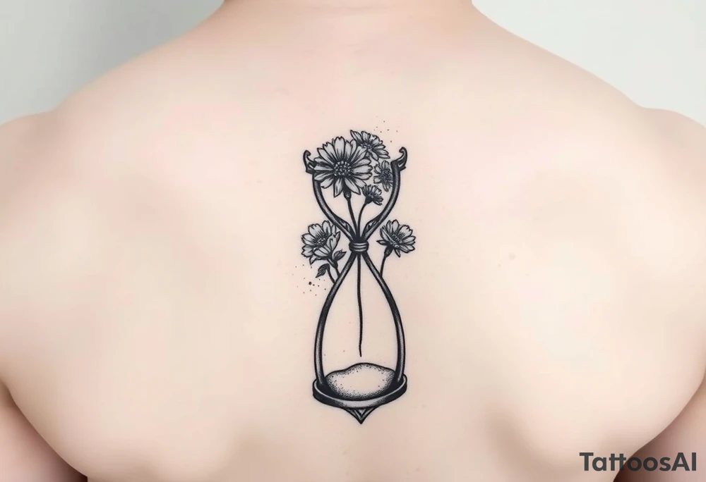 Gothic Hourglass made of dead flowers
With sand tattoo idea