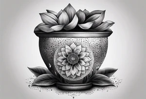 Broken flower pot with a mandala as a flower tattoo idea