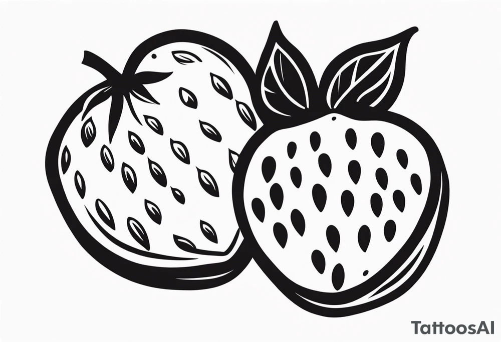 Woodcut drawing Strawberry tattoo idea