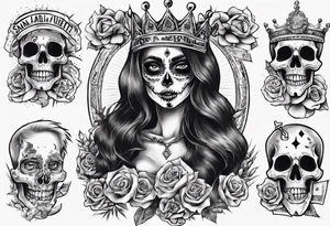 santa la muerta with money and crown
on the card tattoo idea