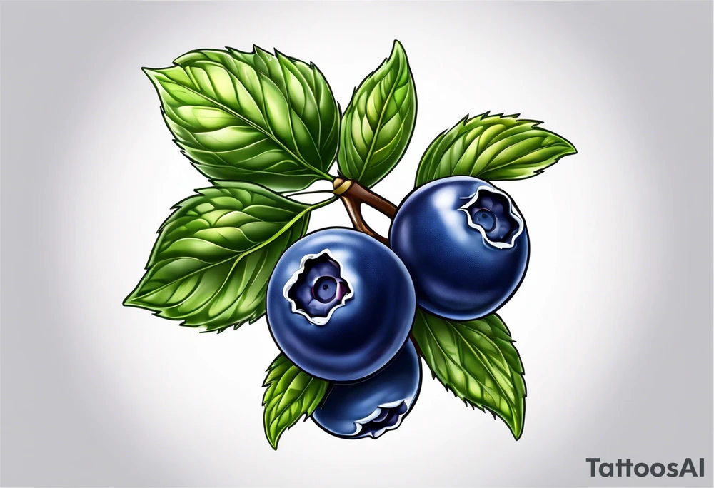 3 blueberries with a leaf tattoo idea