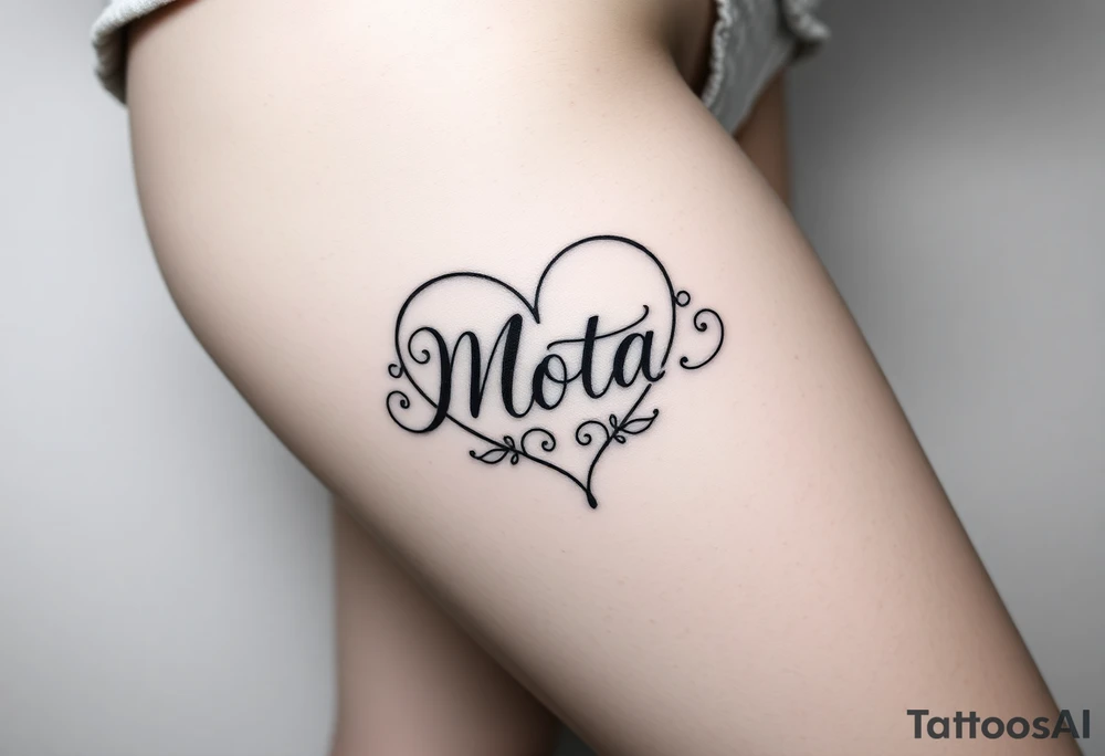 The name Mota within a heart tattoo idea