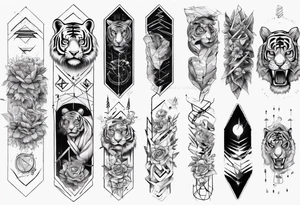 Forearm sleeve tattoo with a tiger and electricity tattoo idea