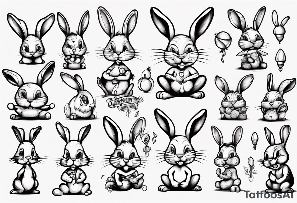 funny bunny tattoo idea