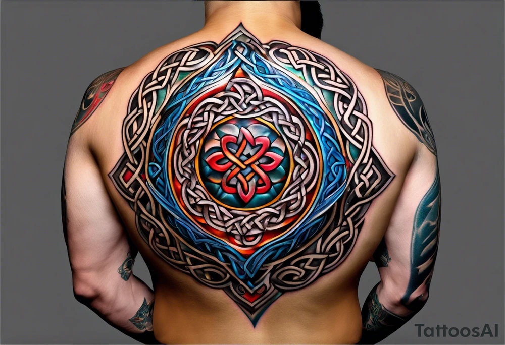3d colored shoulder Celtic tattoo tattoo idea