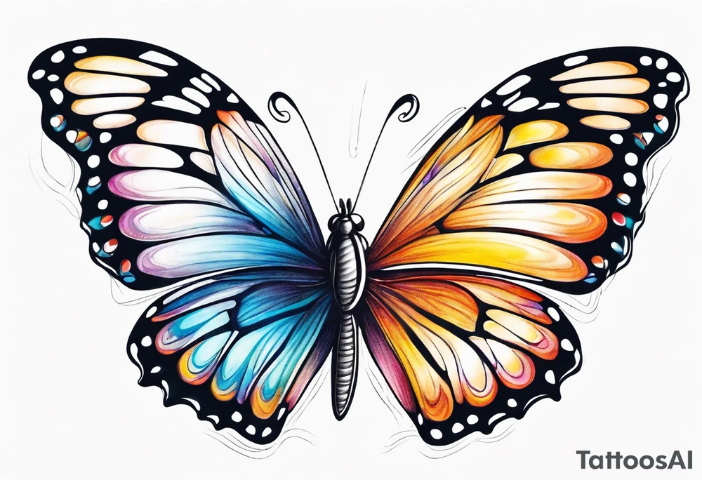 Beautiful butterfly in flight very colorful and delicate tattoo idea