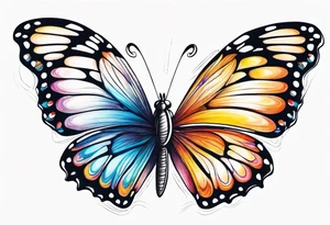 Beautiful butterfly in flight very colorful and delicate tattoo idea
