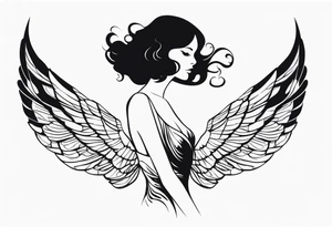 silhouette of a girl with wings made out of glass tattoo idea
