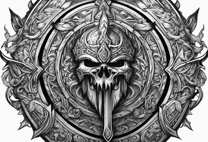Valhalla sword shield fire tattoo idea