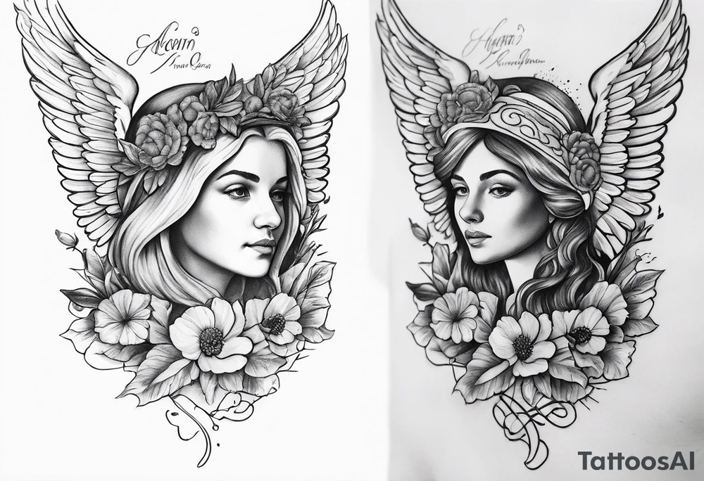 Memorial tattoo in honor of grandma containing an acorn and also angel tattoo idea