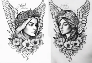 Memorial tattoo in honor of grandma containing an acorn and also angel tattoo idea