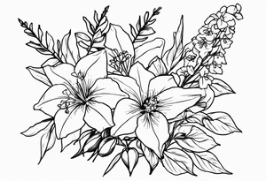Bouquet with larkspur tattoo idea
