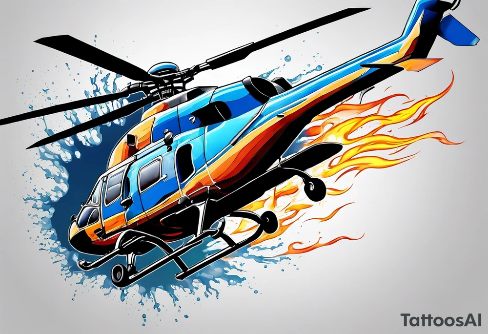 a helicopter dropping water on a fire tattoo idea