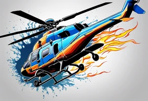 a helicopter dropping water on a fire tattoo idea