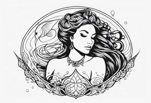 shape of a mermaid with a water seprent tattoo idea