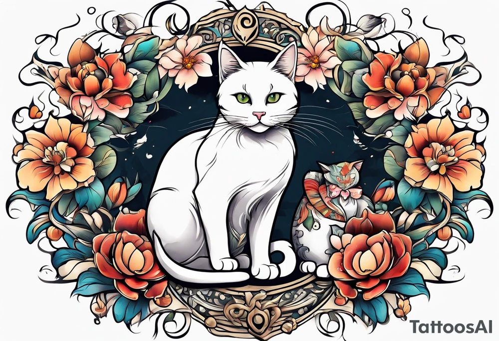 Cat playing with a mice tattoo idea
