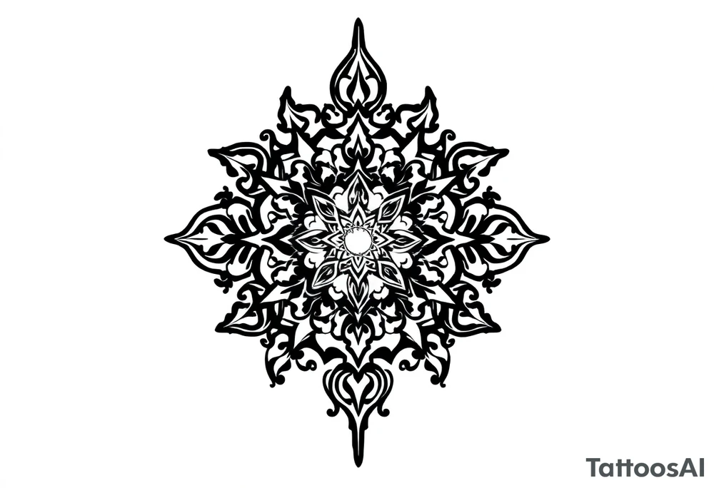 mytical shaman and witch ancient ornament with rhyme tattoo idea